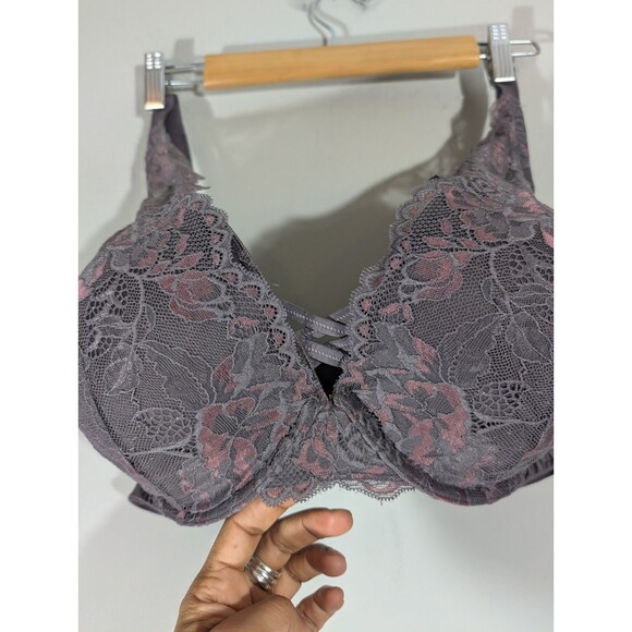 Torrid Curves Womens Purple Push Up Plunge Lace Bra Sz 44D Sexy Comfort - Picture 3 of 8